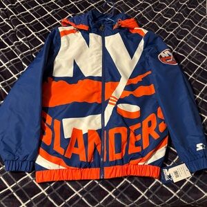 NHL STARTER NY Islanders hockey polyester hoodie jacket men size S Small NWT